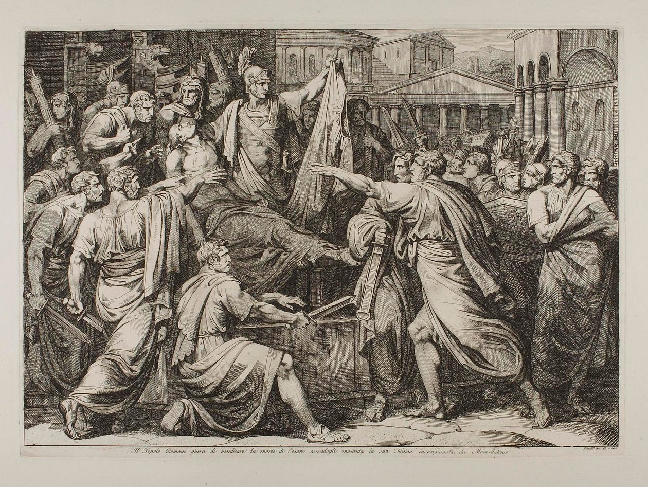 A római nép megesküszik, hogy megbosszulja Caesar meggyilkolását alkotó: Bartolomeo Pinelli