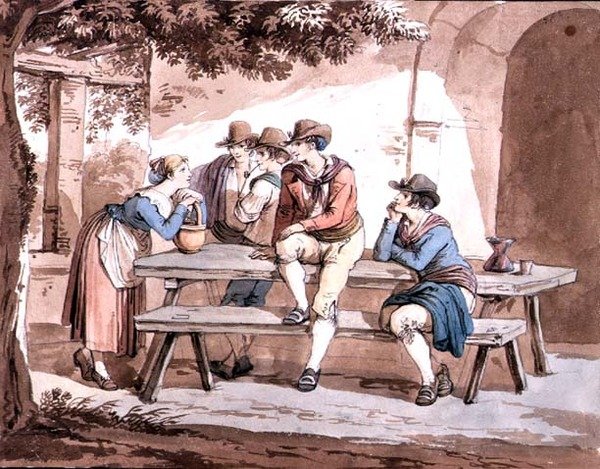 Under the Pergola (akvarell, ceruza, papír) alkotó: Bartolomeo Pinelli
