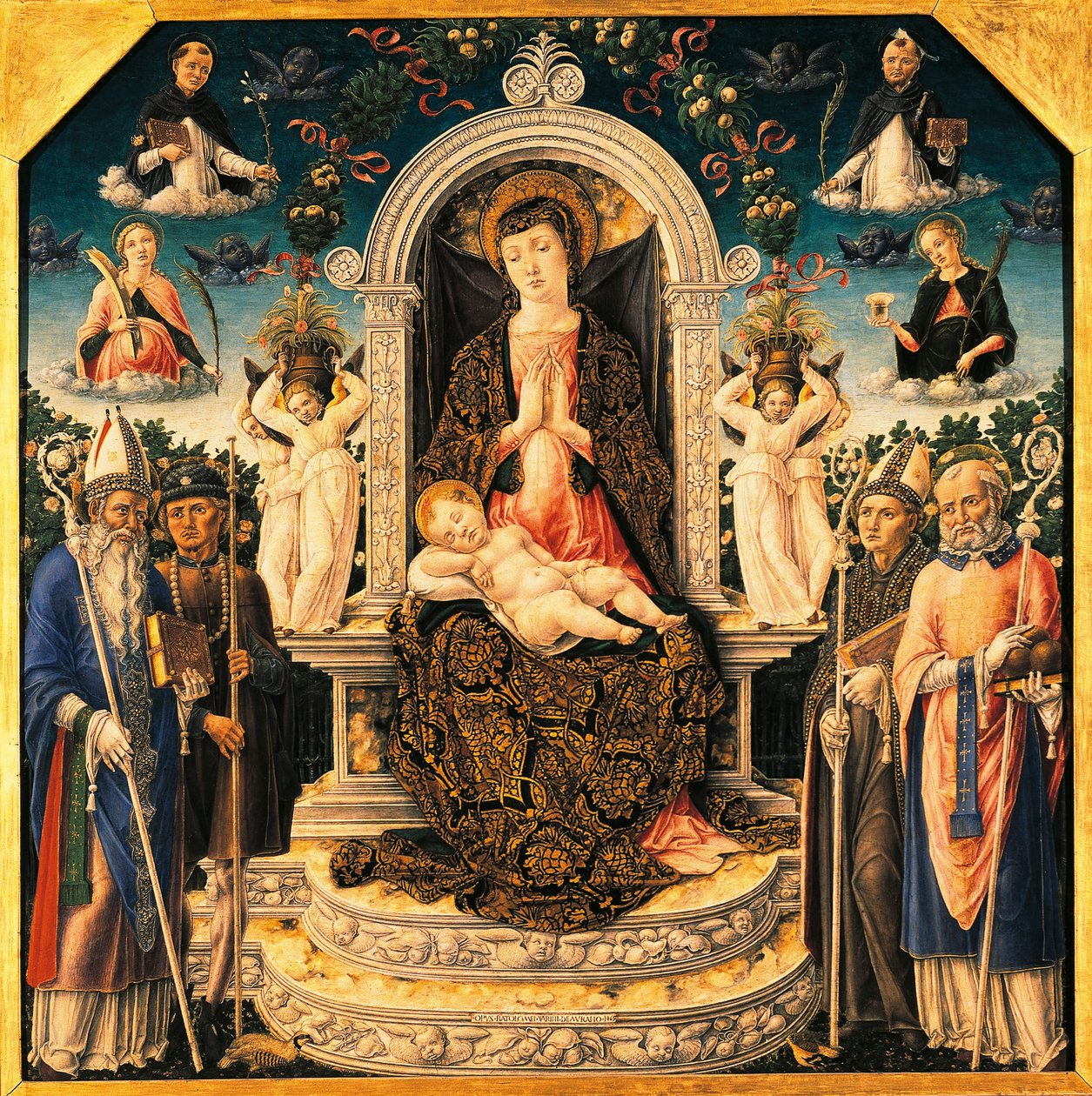 Madonna gyermekkel és szentekkel alkotó: Bartolomeo Vivarini
