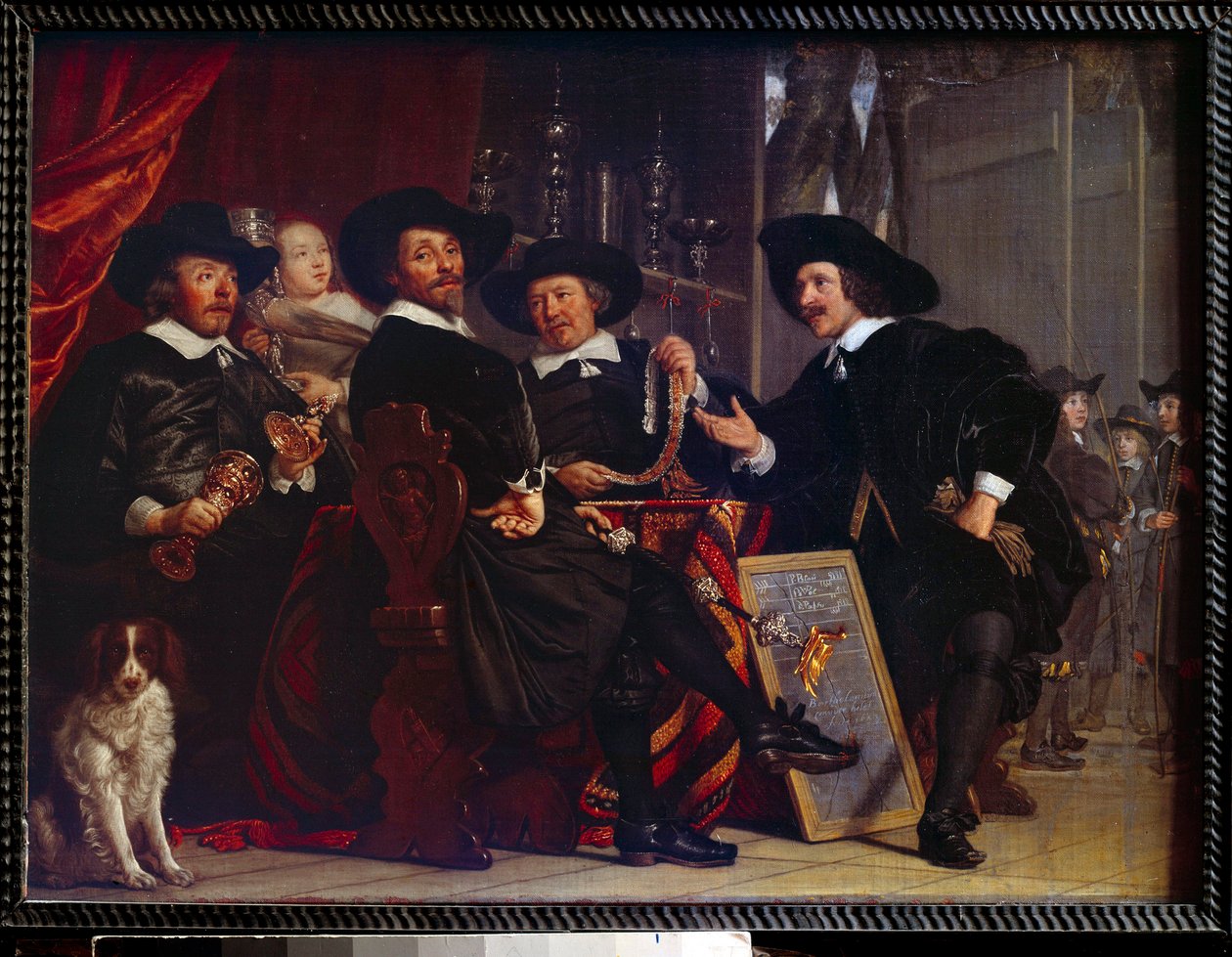 Les syndics des arbaletriers de San Sebastian a Amsterdam Painting by Bartholomeus Van der Helst (1613-1670) alkotó: Bartolomeus van der Helst