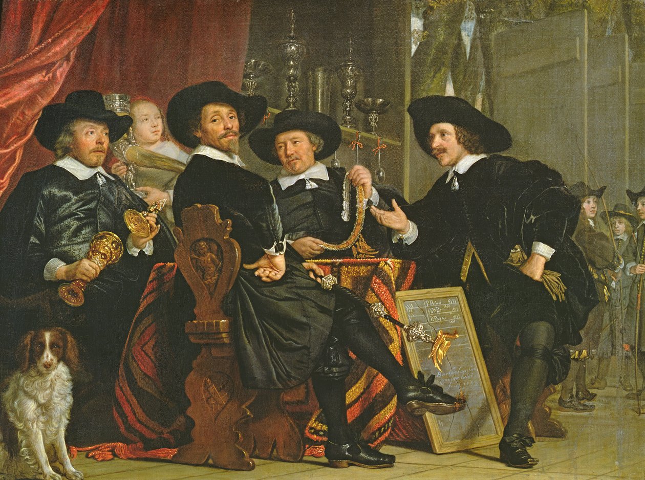 A St. Sebastian Bowyers Társaságának tisztviselői Amszterdamban, 1653 alkotó: Bartolomeus van der Helst