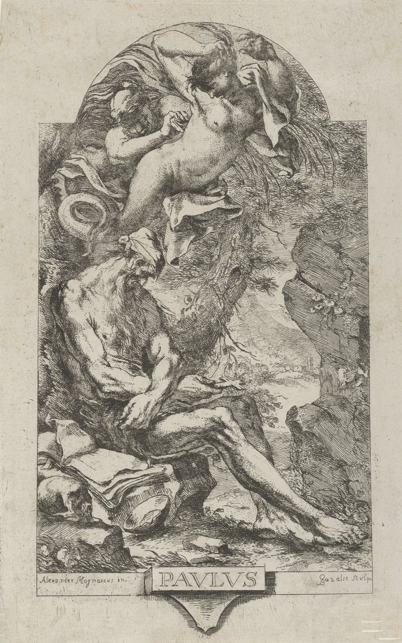 Thébai Szent Pál démon által megkísértve Magnasco után kb. 1720-30. alkotó: Bartolommeo Gazalis
