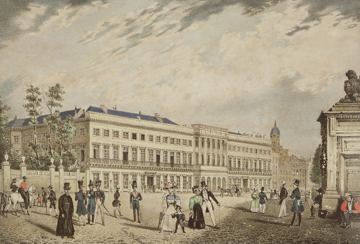 Kilátás a királyi palotára, Brüsszel, 1830 körül alkotó: Basile de Loose