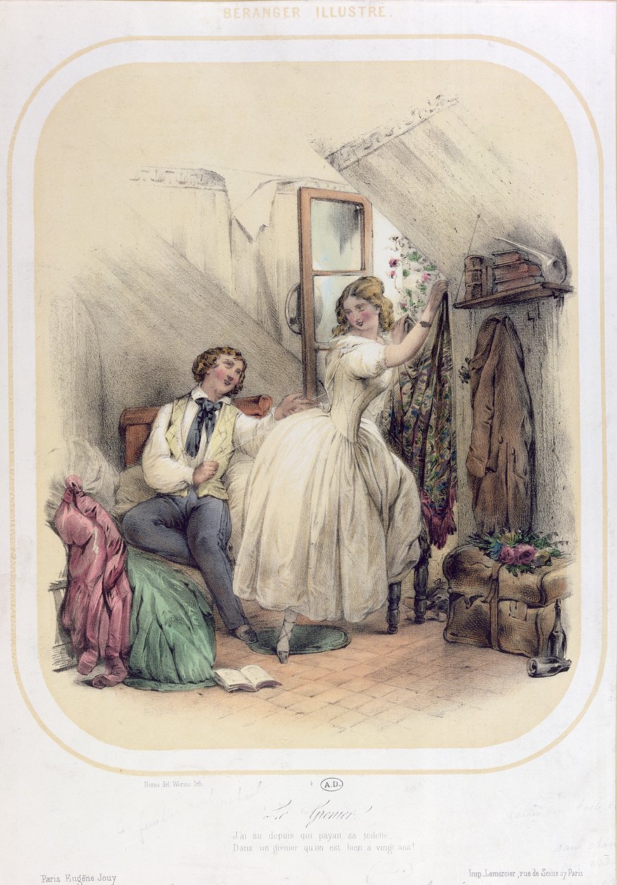Illusztráció Pierre Jean de Beranger (1780-1857) Le Grenier dalához alkotó: Bassaget Numa