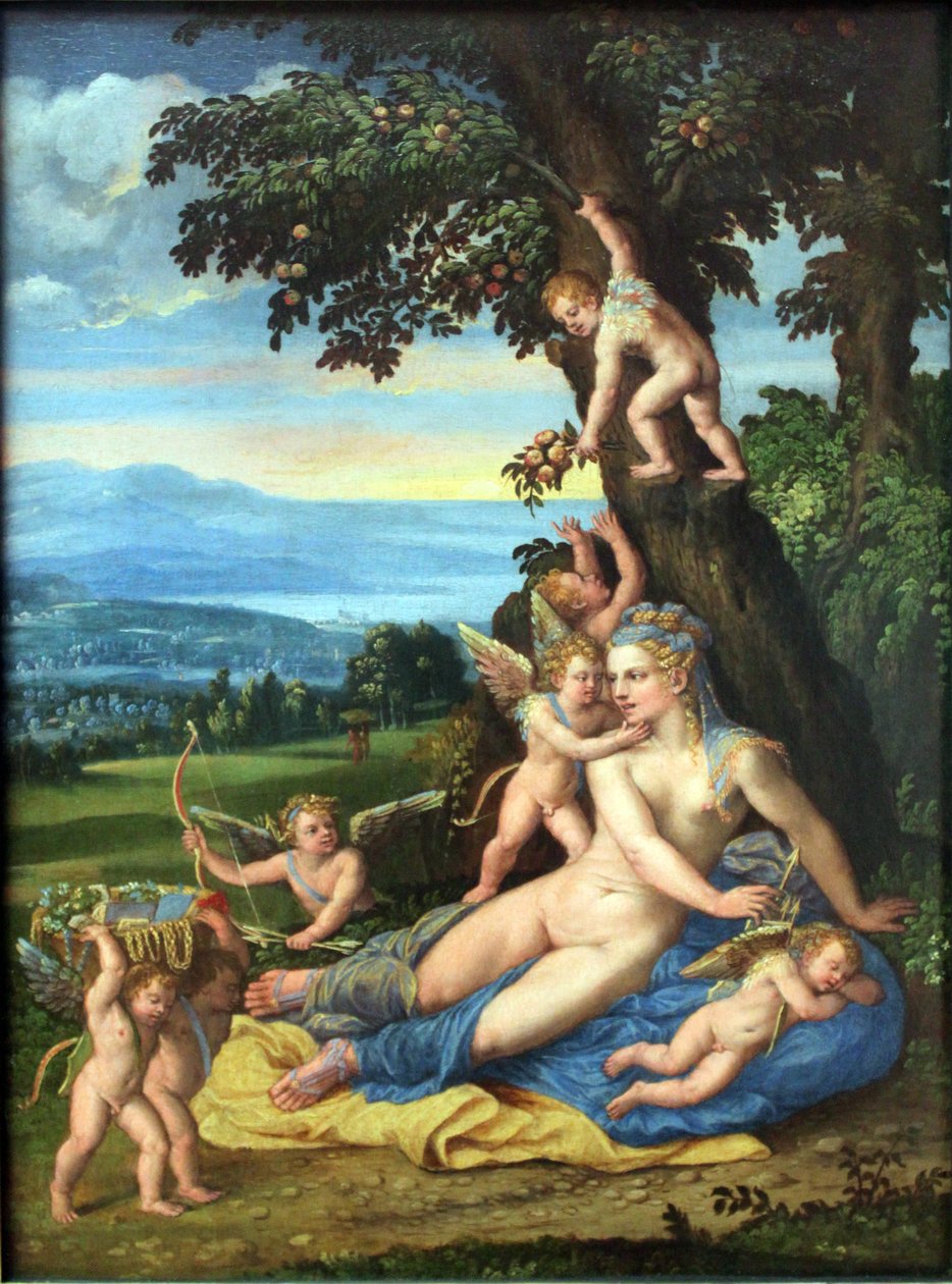 Vénusz és Ámor alkotó: Battista Dossi