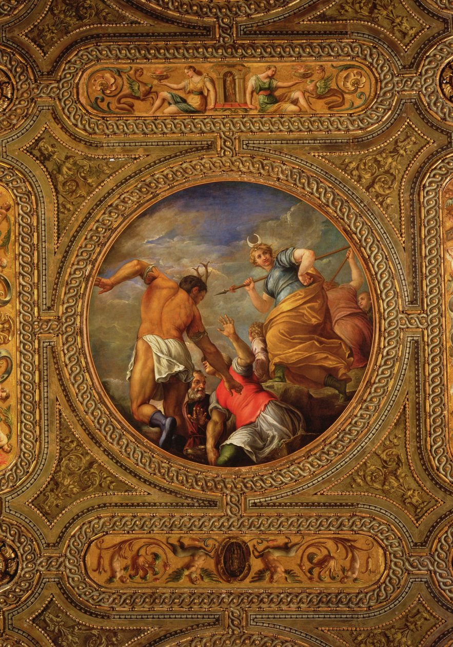 Diana és Actaeon, a könyvtár mennyezetéről alkotó: Battista Franco