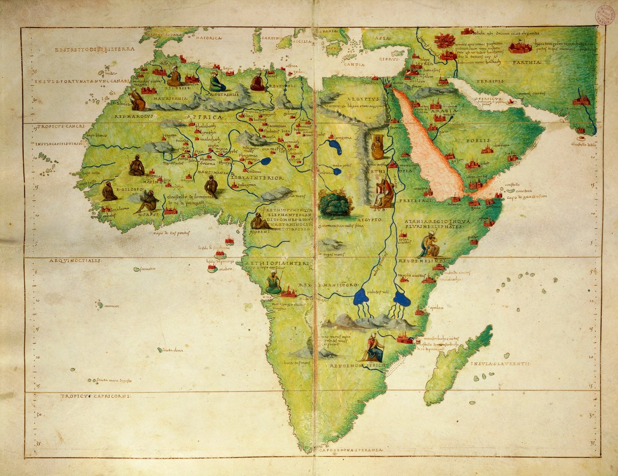 Afrika, a világ atlaszából harminchárom térképen, Battista Agnese alkotó: Battista Agnese