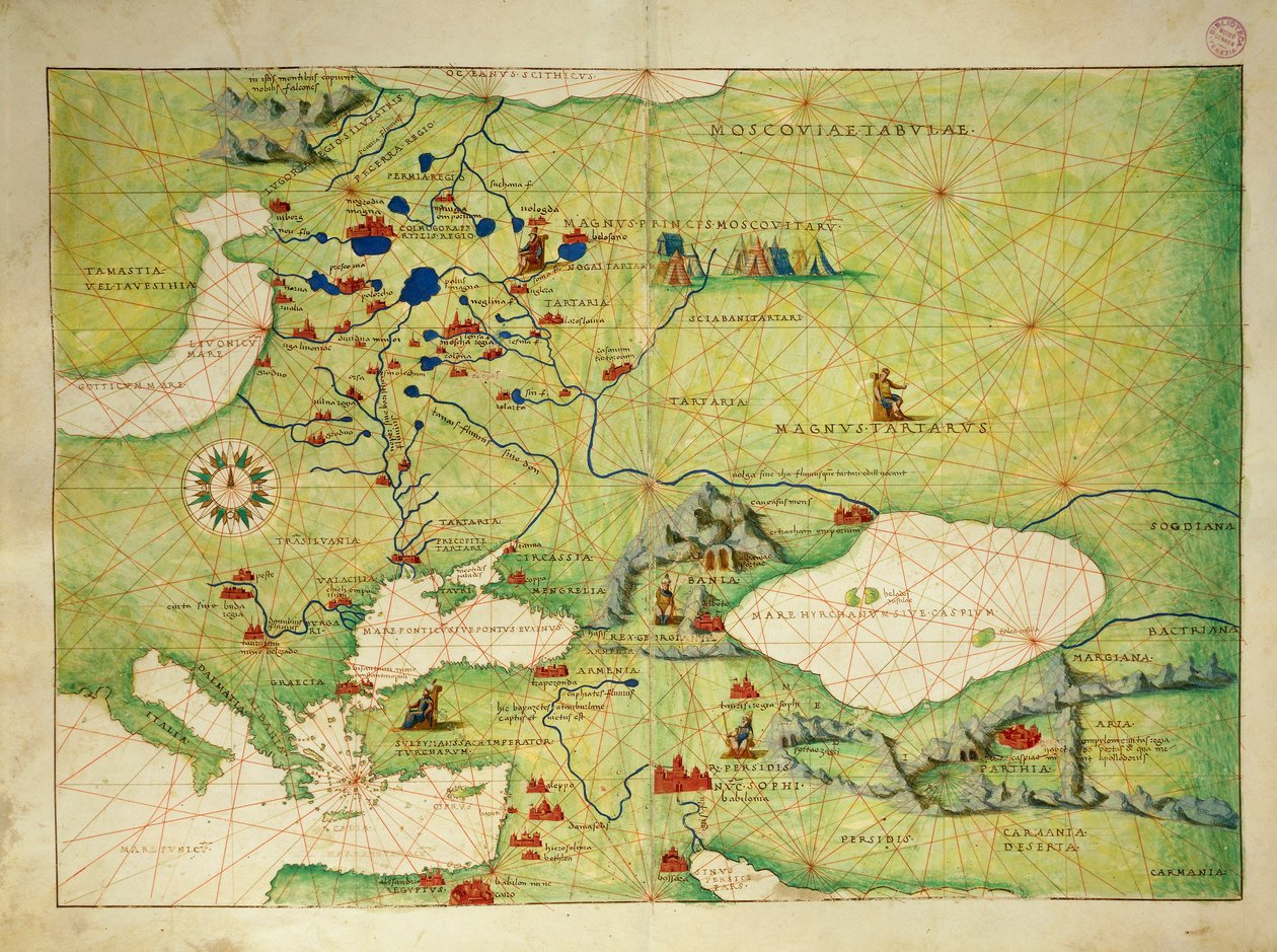 Kelet-Európa és Közép-Ázsia, a Világ Atlaszából harminchárom térképen, szerző: Battista Agnese alkotó: Battista Agnese