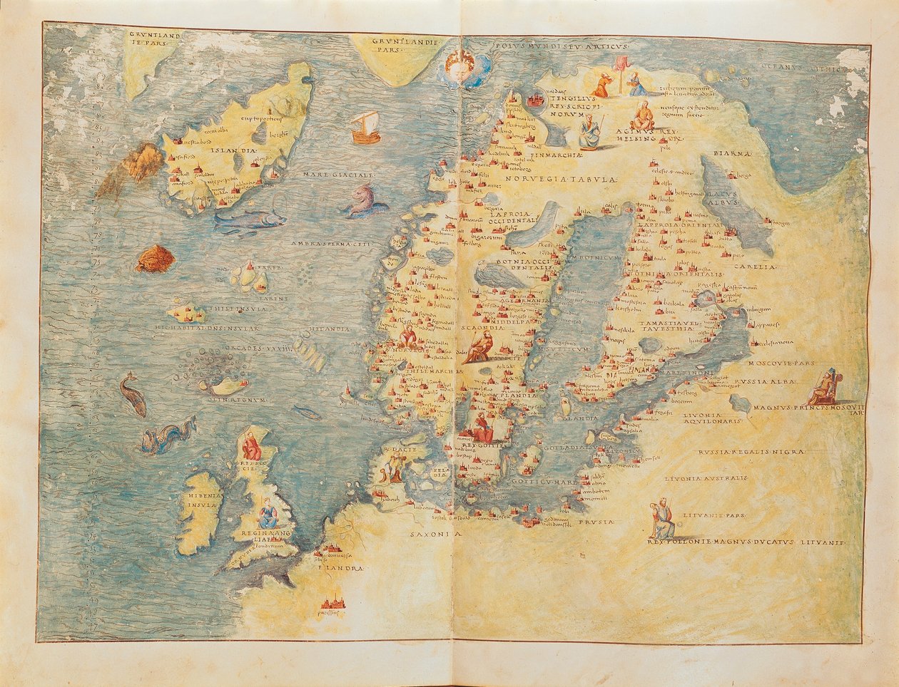 Észak-Európa térképe, Battista Agnese Portolan atlaszából alkotó: Battista Agnese