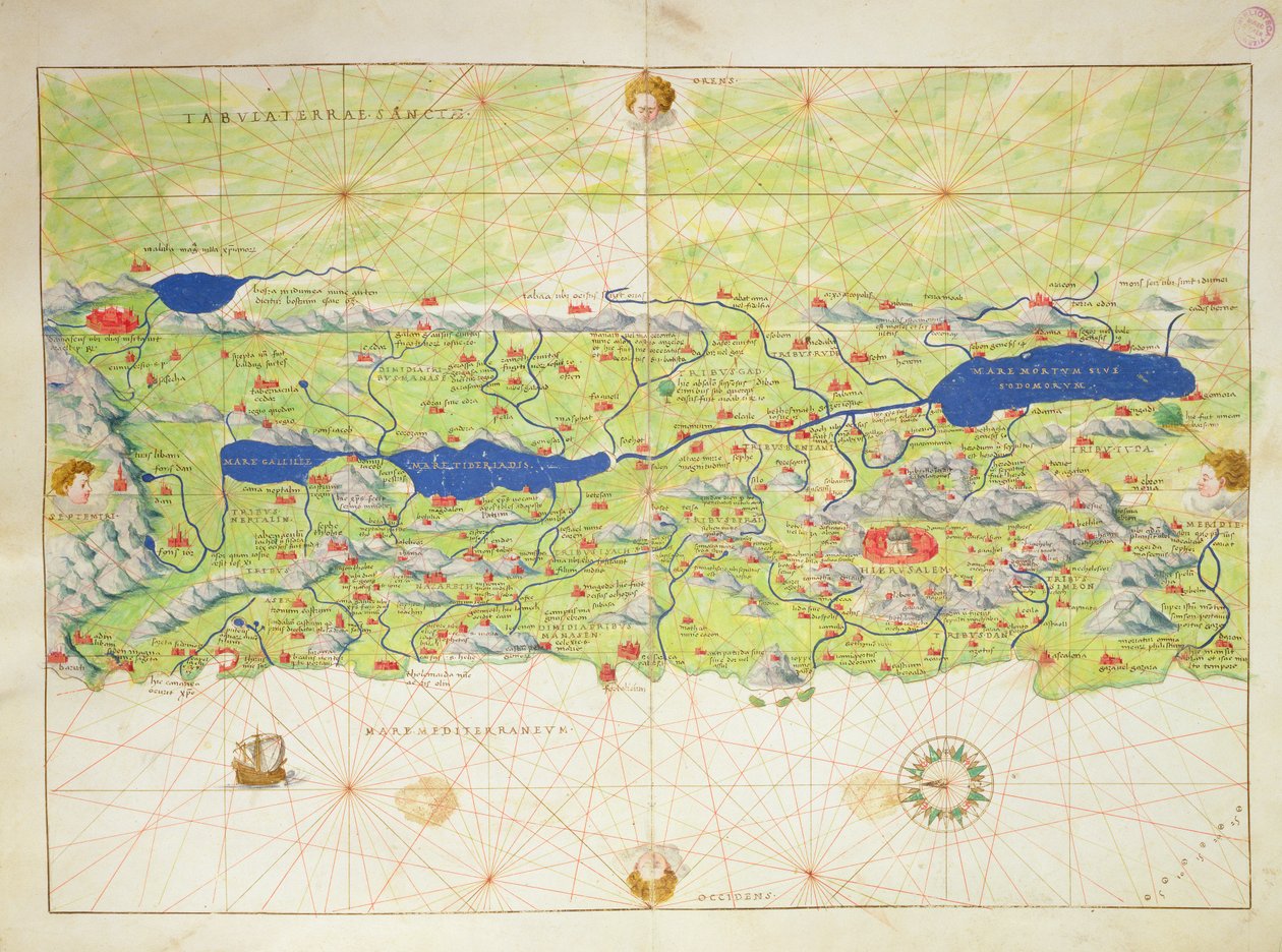 A Szentföld, a világ atlaszából 33 térképen, Velence, 1553. szeptember 1. (tinta pergamen) (lásd még: 330965) alkotó: Battista Agnese