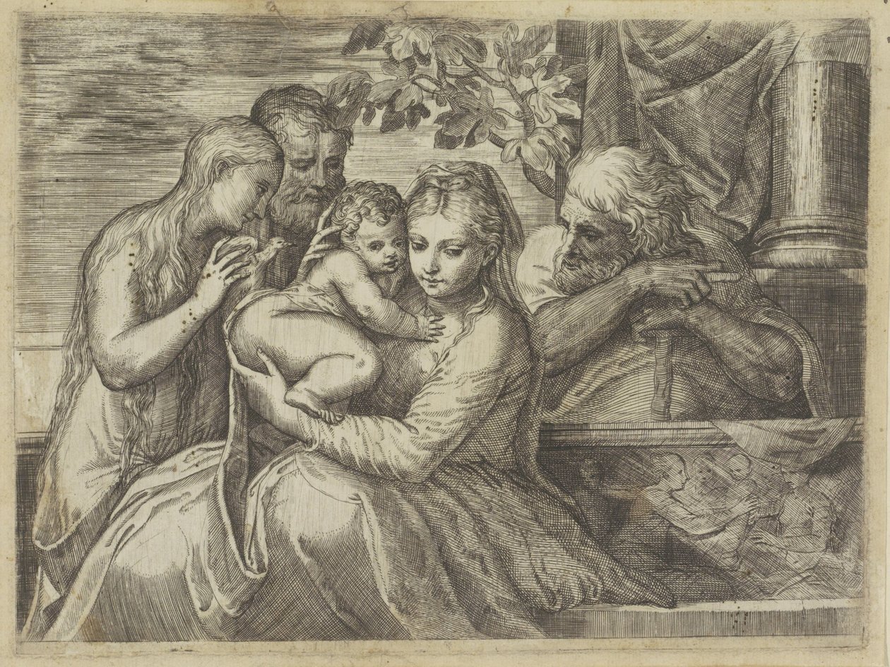Szent Család szentekkel alkotó: Battista Angolo del Moro (attributed to)
