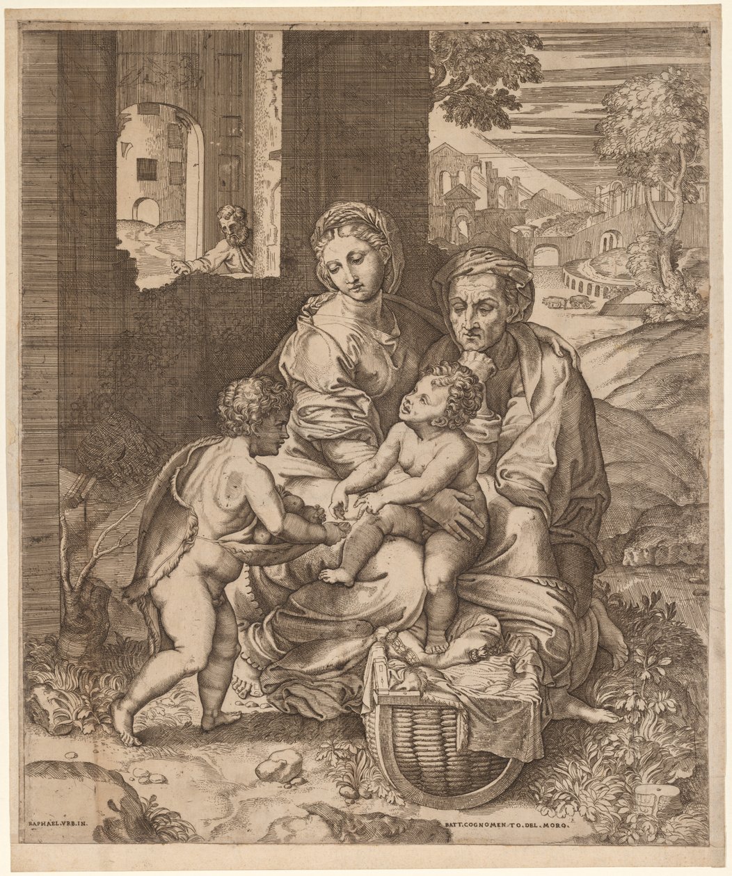 A Szent Család (La Perla) (Raphael nyomán) alkotó: Battista Angolo del Moro