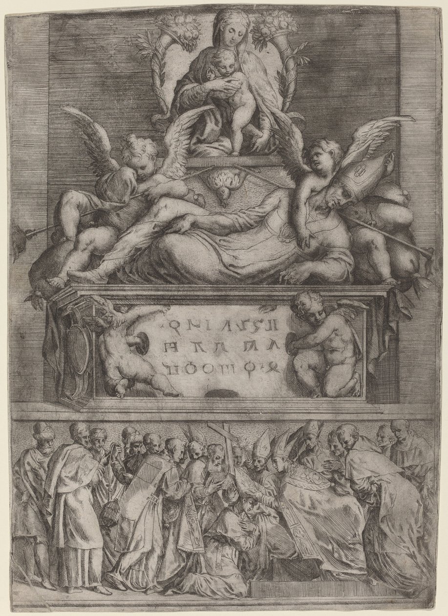 Egy püspök sírja alkotó: Battista Angolo del Moro after Parmigianino