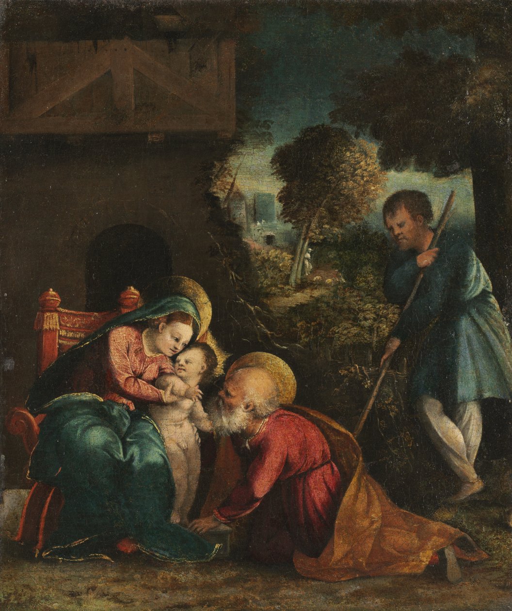 Szent Család pásztorral alkotó: Battista Dossi
