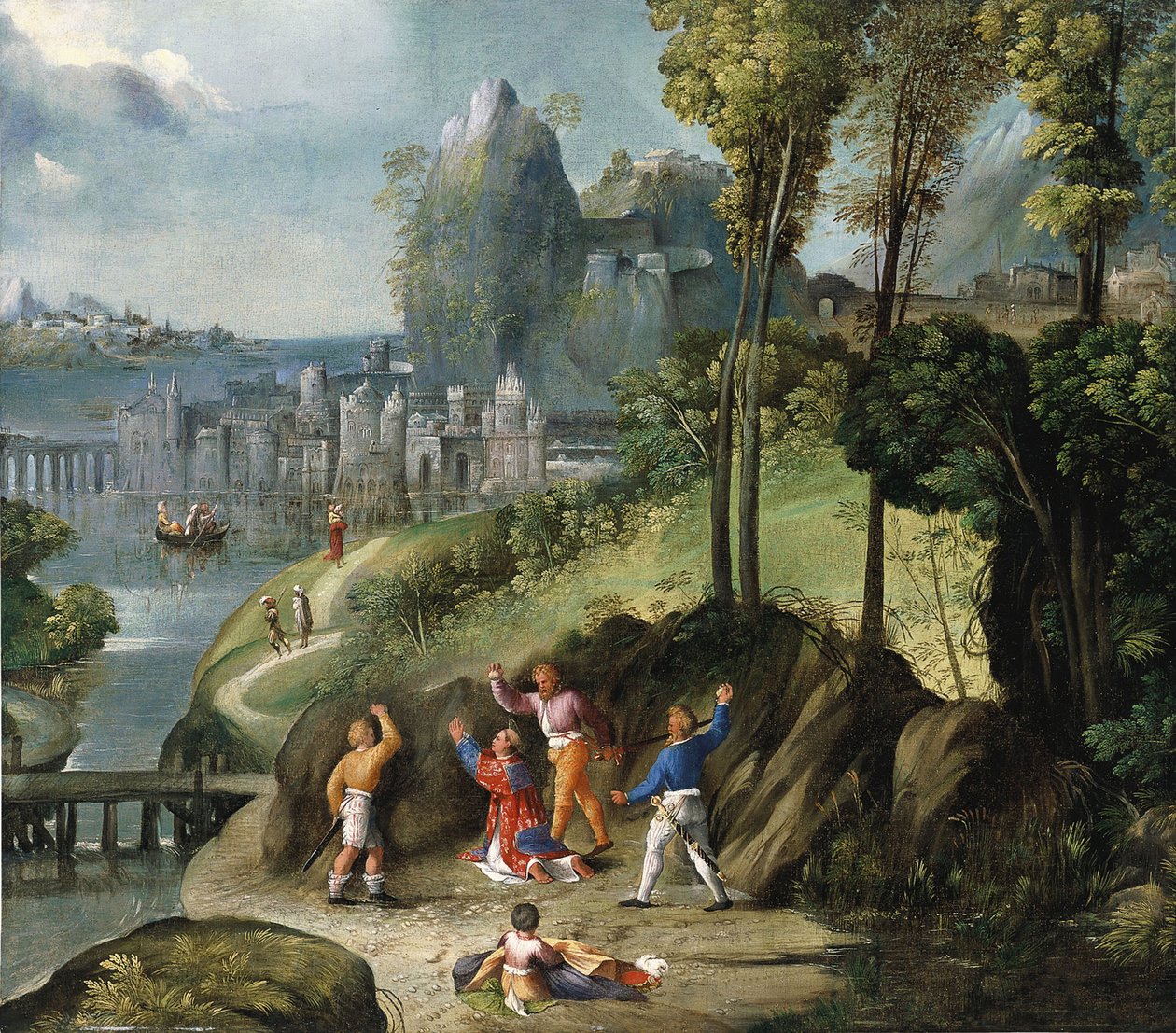 Szent István megkövezése alkotó: Battista Dossi