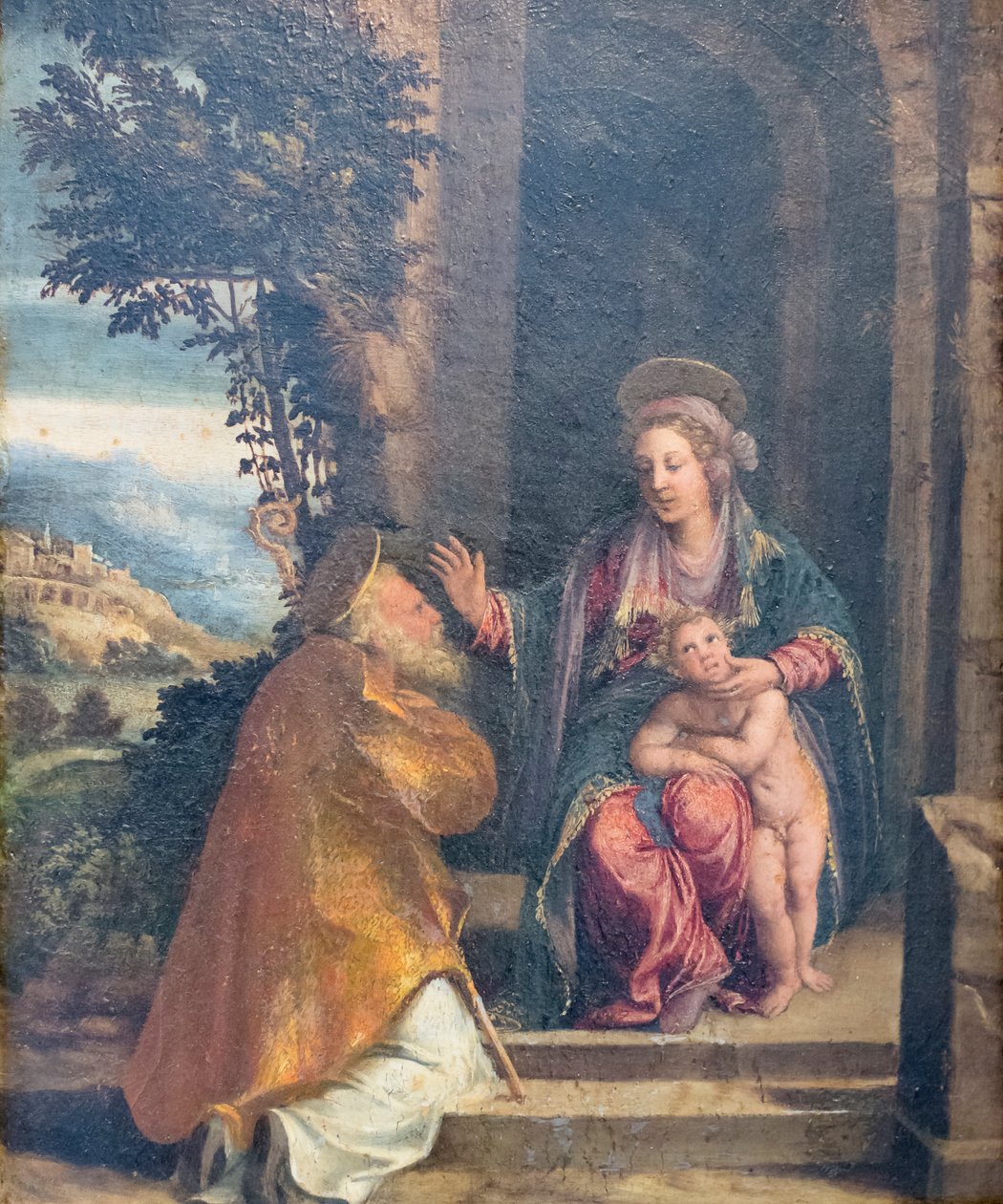 Szűz gyermekkel és püspökkel alkotó: Battista & Dossi Dosso (c.1486 1542) Dossi