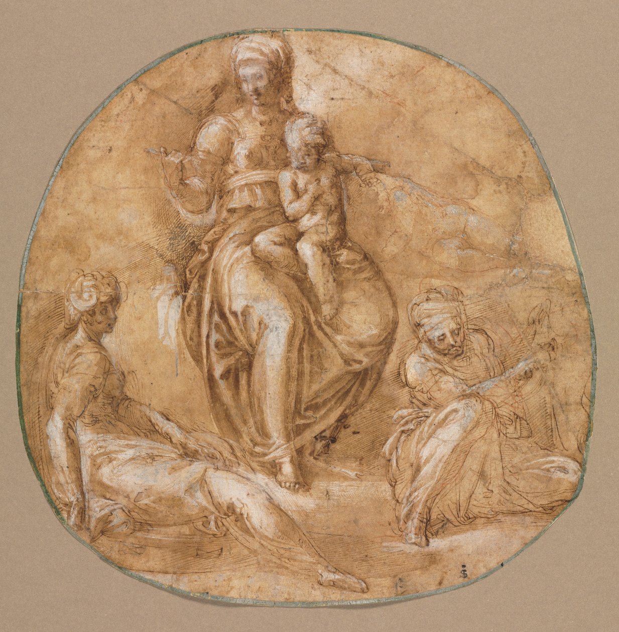 A Szűz és a Gyermek Alexandriai Szent Katalinnal és egy idős női szenttel, c. 1545. alkotó: Battista Franco