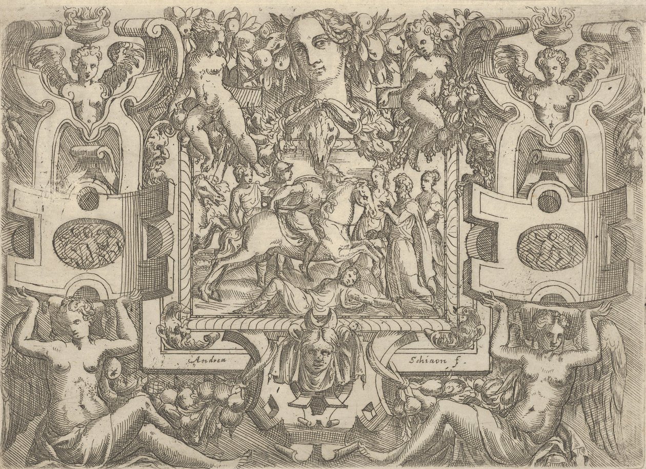 Lovas figura kardot tartva, földön fekvő alakon lovagol, s..., kb. 1540-80. alkotó: Battista del Moro