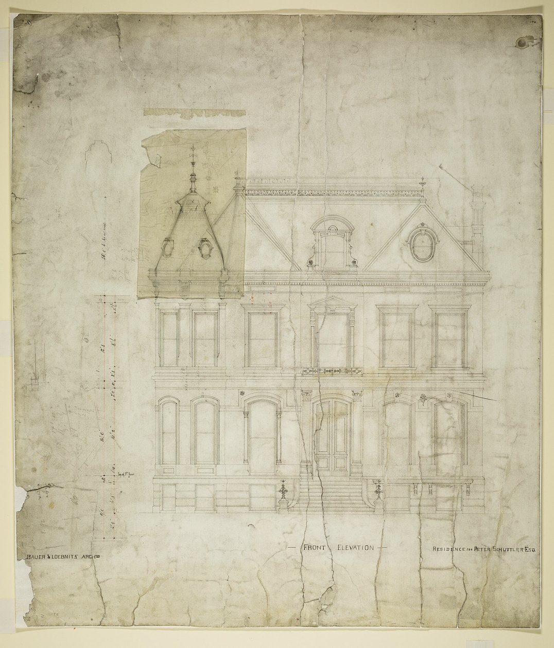 Peter Schuttler II ház, Chicago, Illinois, elülső homlokzat alkotó: Bauer and Loebnitz