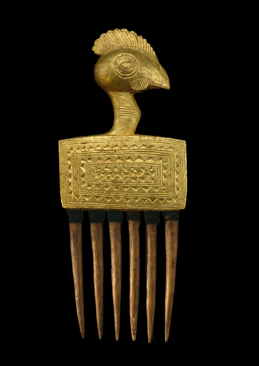 Fésű, Elefántcsontpart (fa és aranylevél) alkotó: Baule Culture Baule Culture