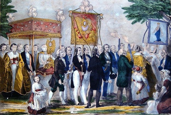Confrerie du Tres Saint Sacrament körmenet. század eleje (színes litó) alkotó: Bautz Bautz