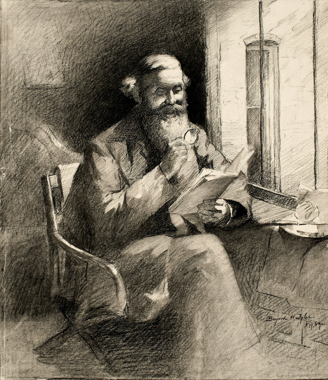 Egy jó történet, 1889 (szén, krémszínű szőtt papíron) alkotó: Bayard Henry Tyler