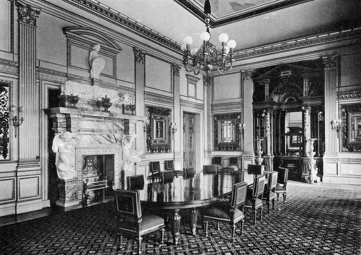 Az ebédlő, Dorchester House, 1908. alkotó: Bedford Lemere and Company