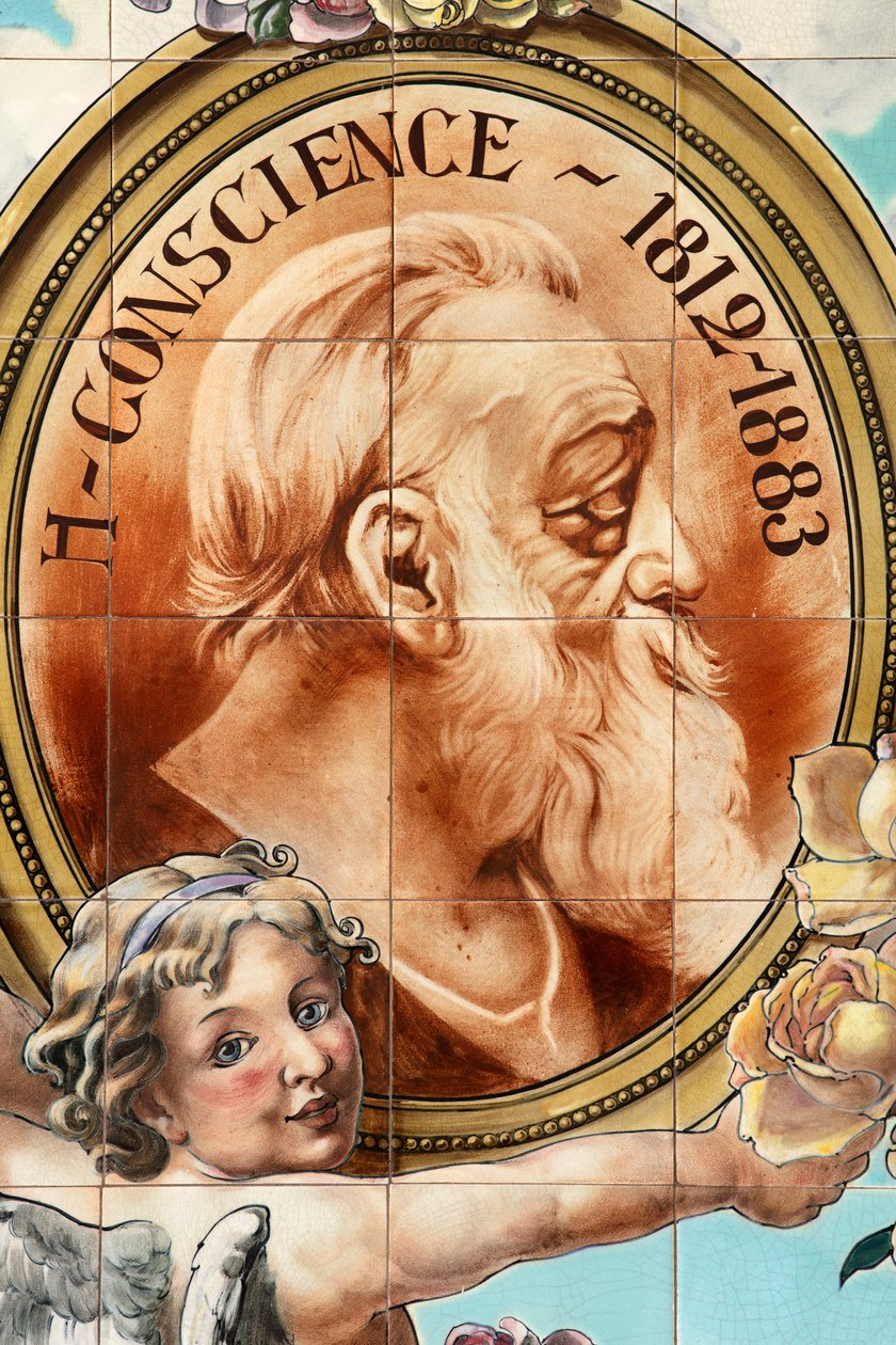 Bárbelső ("Local Unique" kávézó). Kerámia panel. Helman Kerámia Brüsszel. alkotó: Belgian School