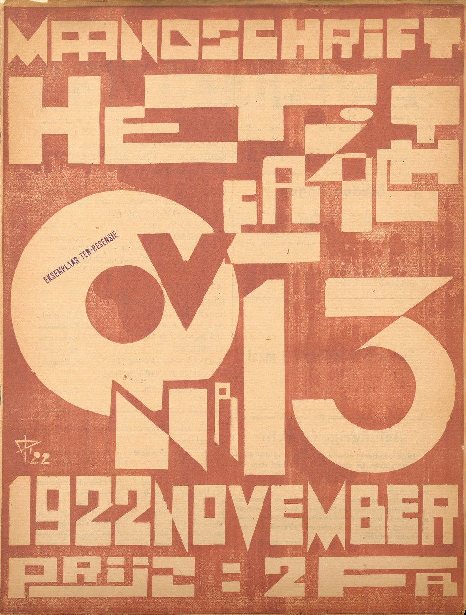 A „The Overview” folyóirat 1922. novemberi számának borítója, 1922 alkotó: Belgian School