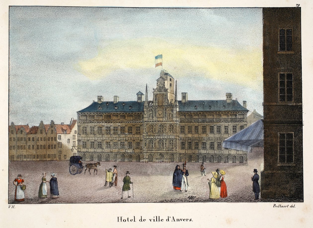 Hotel de ville dAnvers, 1895 körül (photochrom) alkotó: Belgian School