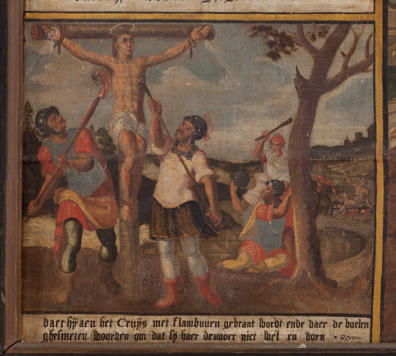 Maarke. Kápolna (Sint-Vincentiuskapel). belső. Festmény. Szent Vince mártírja. 19. század. Részlet. alkotó: Belgian School