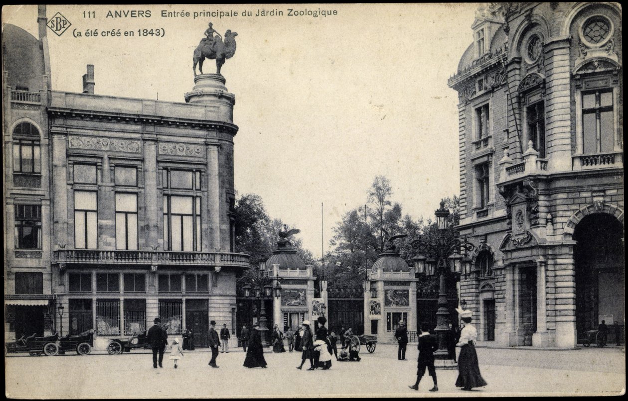 Az Antwerpeni Állatkert főbejárata, 1911 körül alkotó: Belgian School