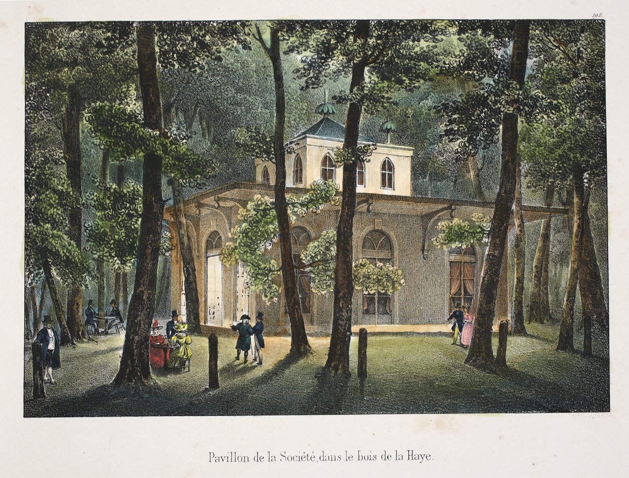 A Társaság pavilonja, a hágai erdőben, 1895 körül (photochrom) alkotó: Belgian School