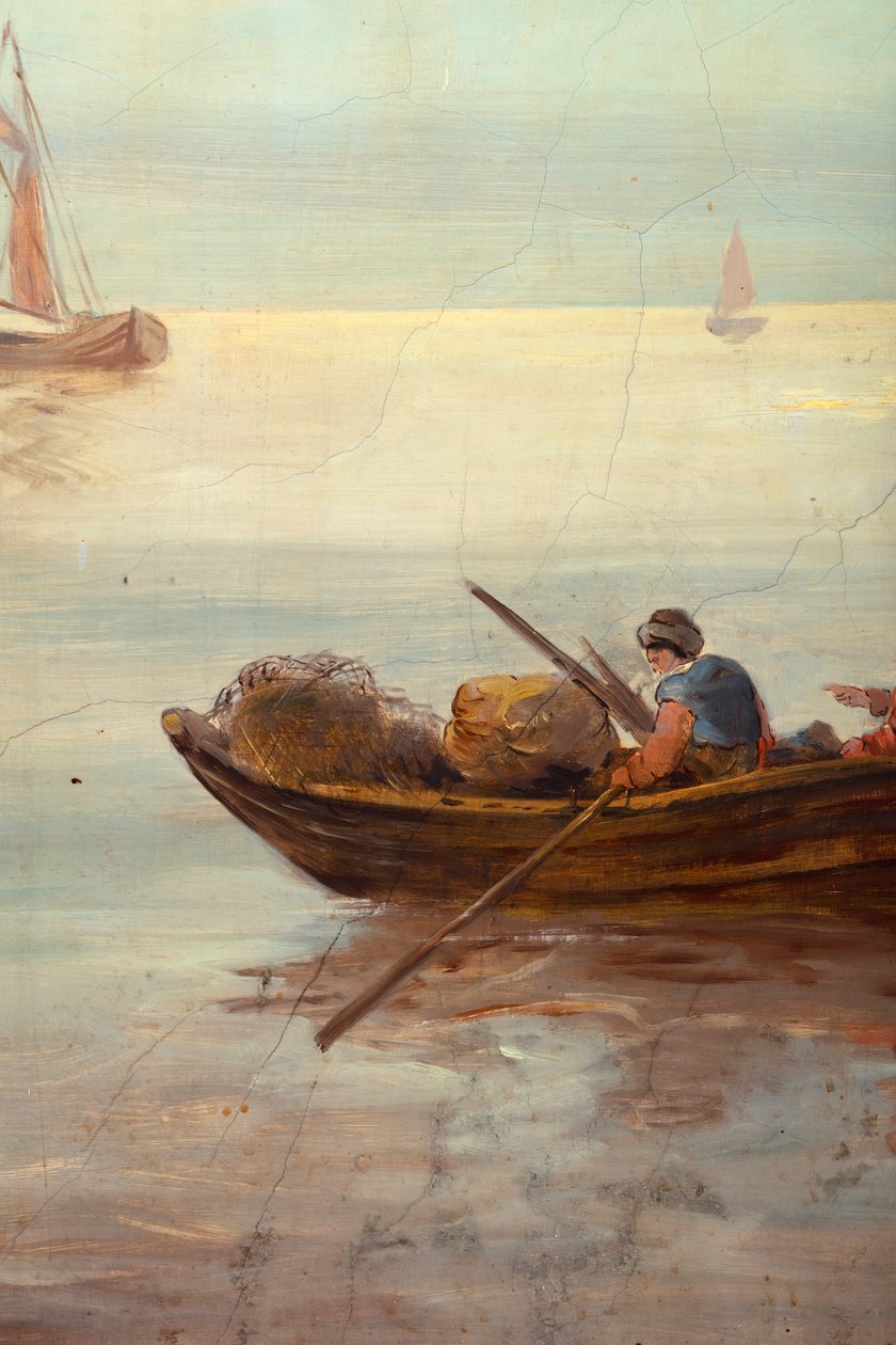 Hátul a második hátsó szoba, tárgyaló, falfestmények klasszikus stílusú vidéki jelenetekkel, valószínűleg 1810 körül, 3. jelenet alkotó: Belgian School