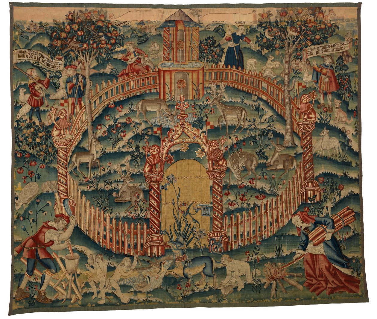 Gobelin, Park au Cerfs, készült Tournaiban, Belgiumban, 1500 körül (gyapjú) alkotó: Belgian School