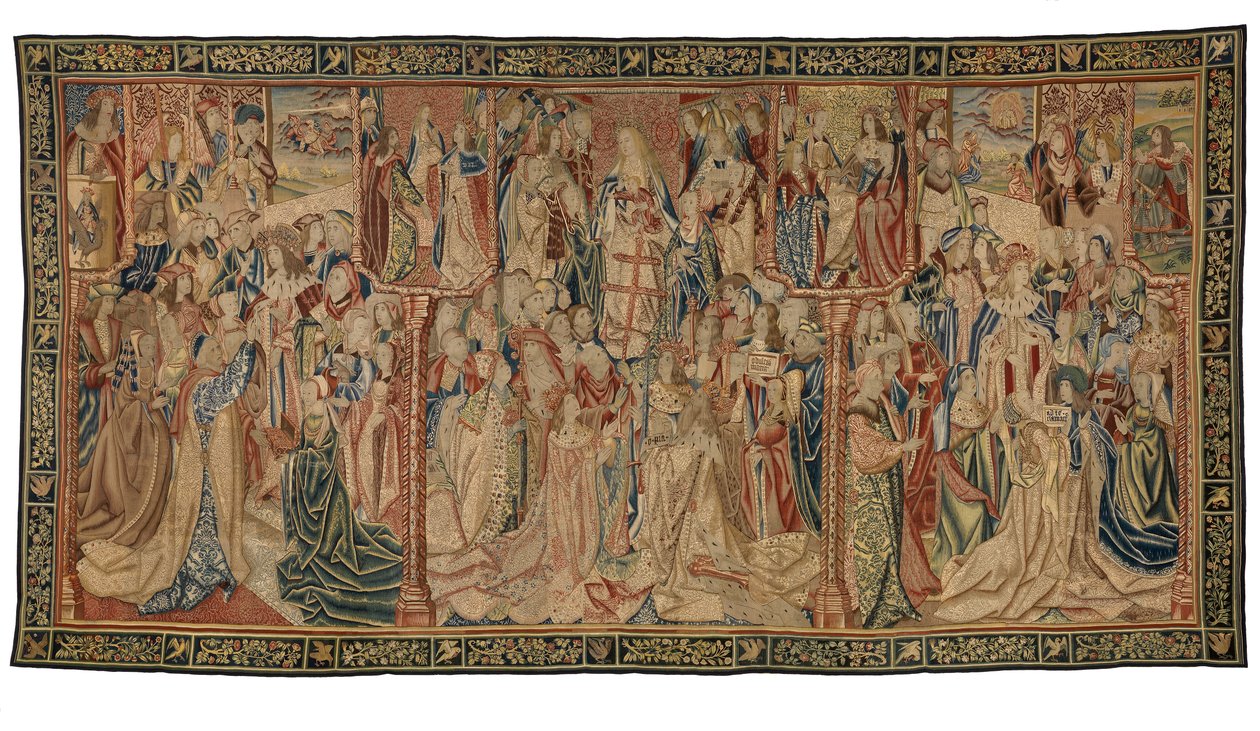Gobelin, a Szűz diadala vagy Madonna, készült Brüsszelben, Belgiumban, 1500 körül (gyapjú és selyem) alkotó: Belgian School