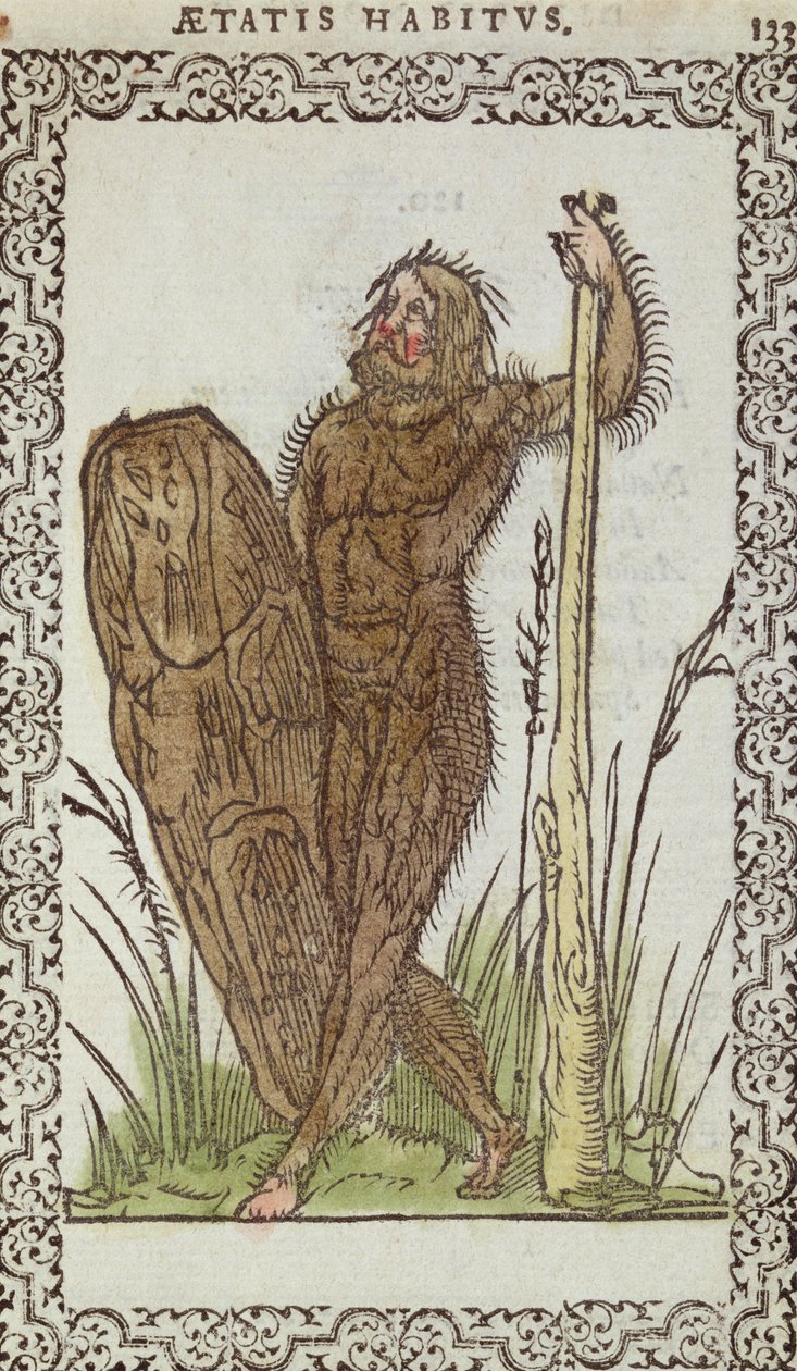 A vad ember, Jean Sluperji, Szinte minden nemzet és kortárs nemzet szokásai és portréi című illusztrációja, Antwerpen, 1572 (színes fametszet) alkotó: Belgian School