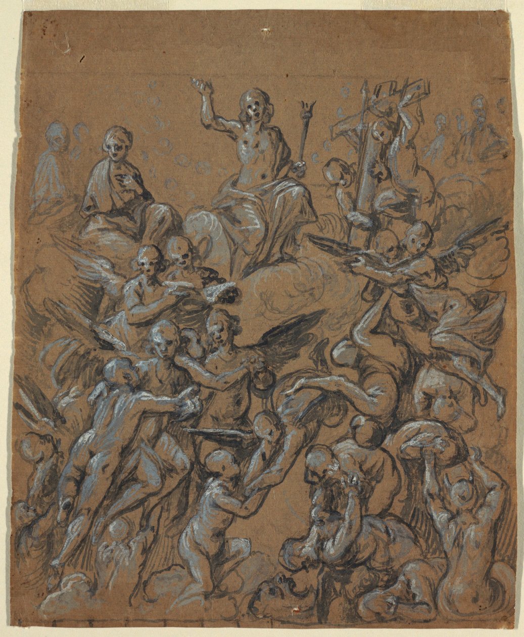 Rajz, Krisztus dicsőségben angyalokkal, 1630 körül. alkotó: Belisario Corenzio