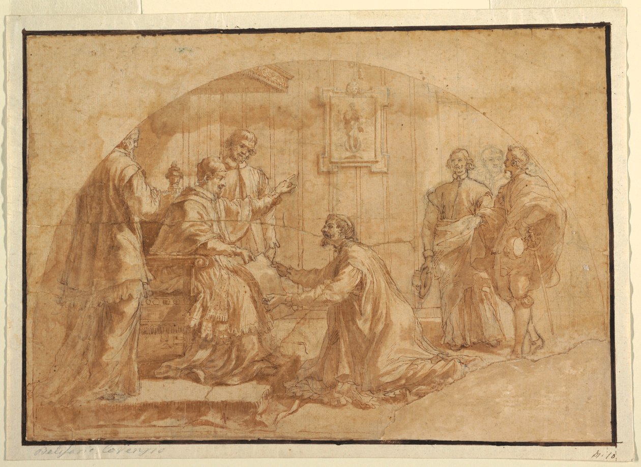 Rajz, Pápa látogatót fogad, 1590-1646 alkotó: Belisario Corenzio