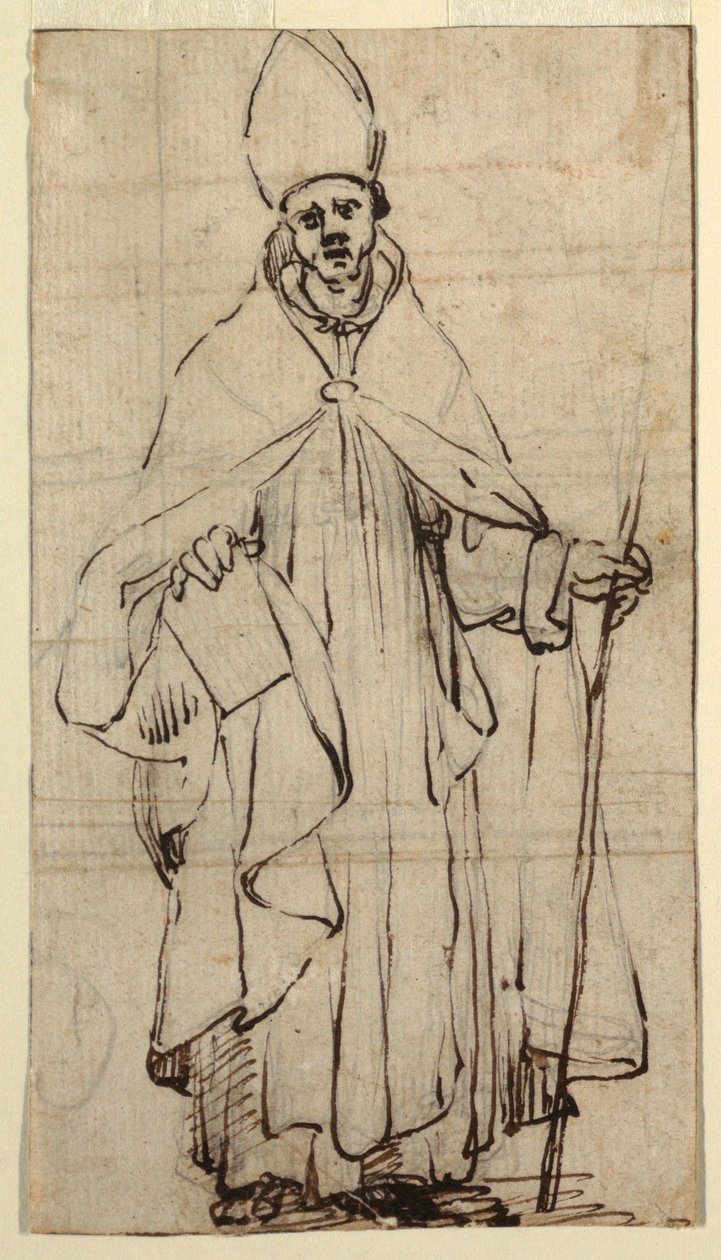 Rajz, Álló püspök, 1620 körüli évek alkotó: Belisario Corenzio