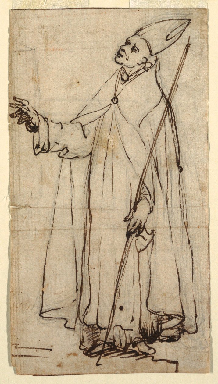 Rajz, Álló püspök, 1620 körüli évek alkotó: Belisario Corenzio