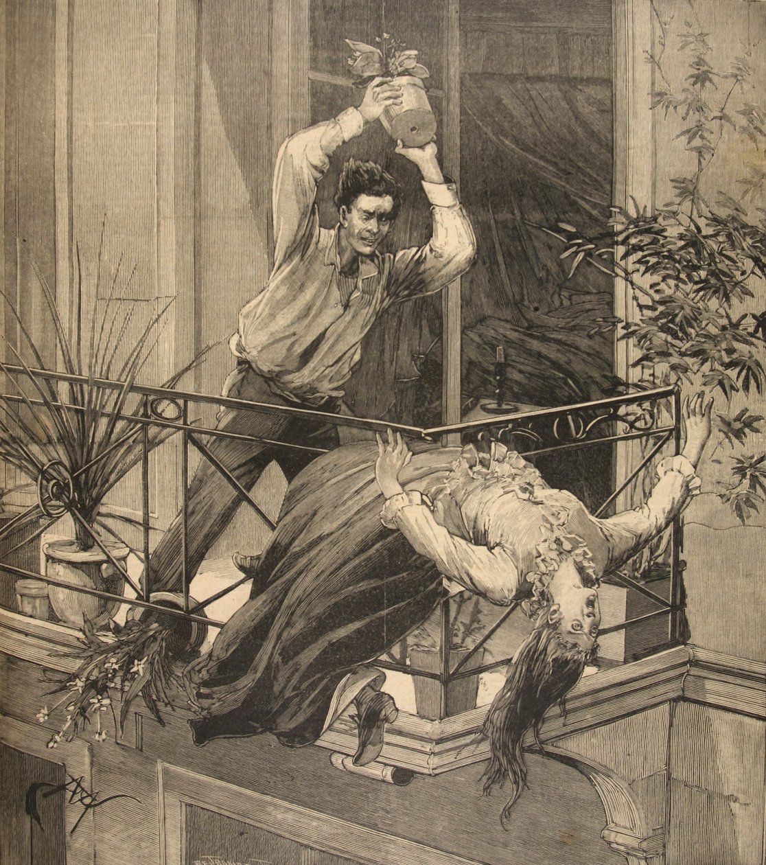 Egy anyát, akit fia ölt meg a Le Petit Parisienből, 1891. szeptember 20. alkotó: Beltrand and Clair Guyot, E. Dete