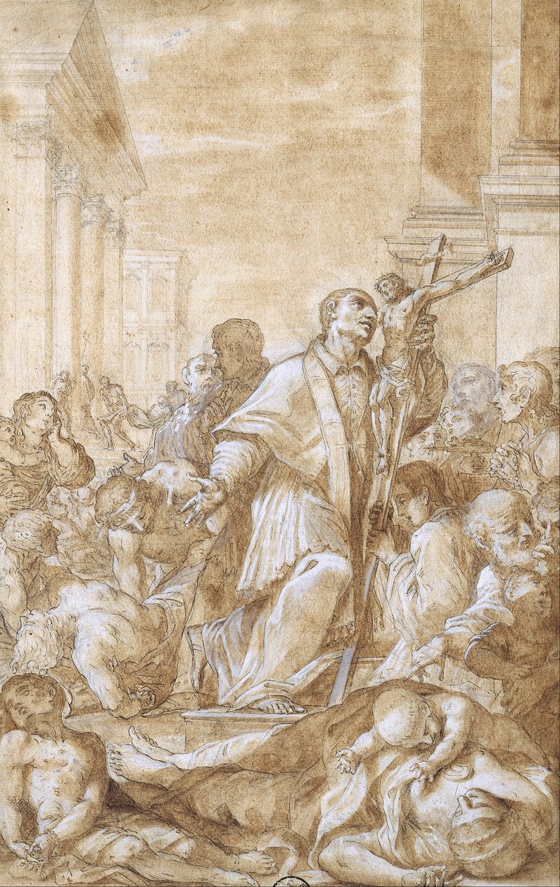 Saint Carlo Borromeo a pestisben szenvedők között alkotó: Benedetto Luti