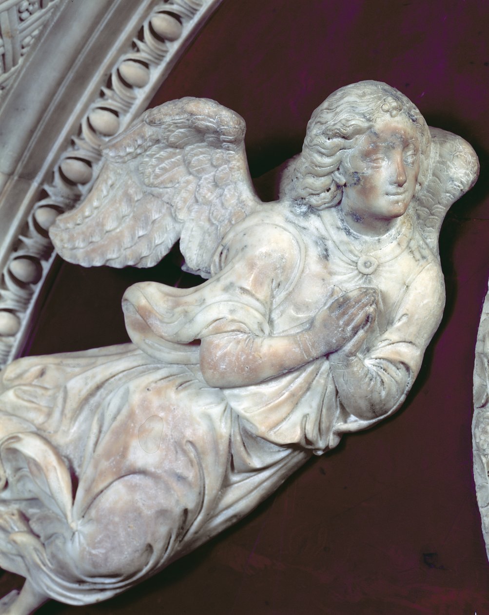 Filippo Strozzi 1428-91 sírja a Strozzi-kápolnában, egy angyal részlete, 1491-95 márvány részlet 208700 alkotó: Benedetto da Maiano