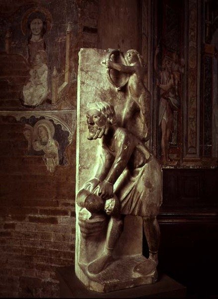 Répa húzása: A hónapok munkáit ábrázoló szobornaptárból, 1200 körül. alkotó: Benedetto Antelami
