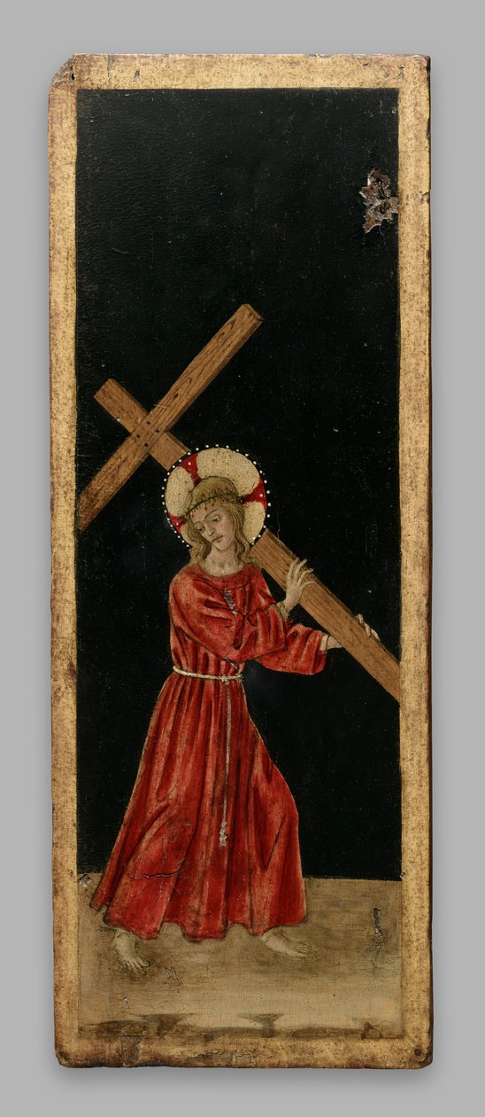 A keresztet hordozó Krisztus; Krisztus a megváltó; a keresztre feszítés alkotó: Benedetto Bonfigli