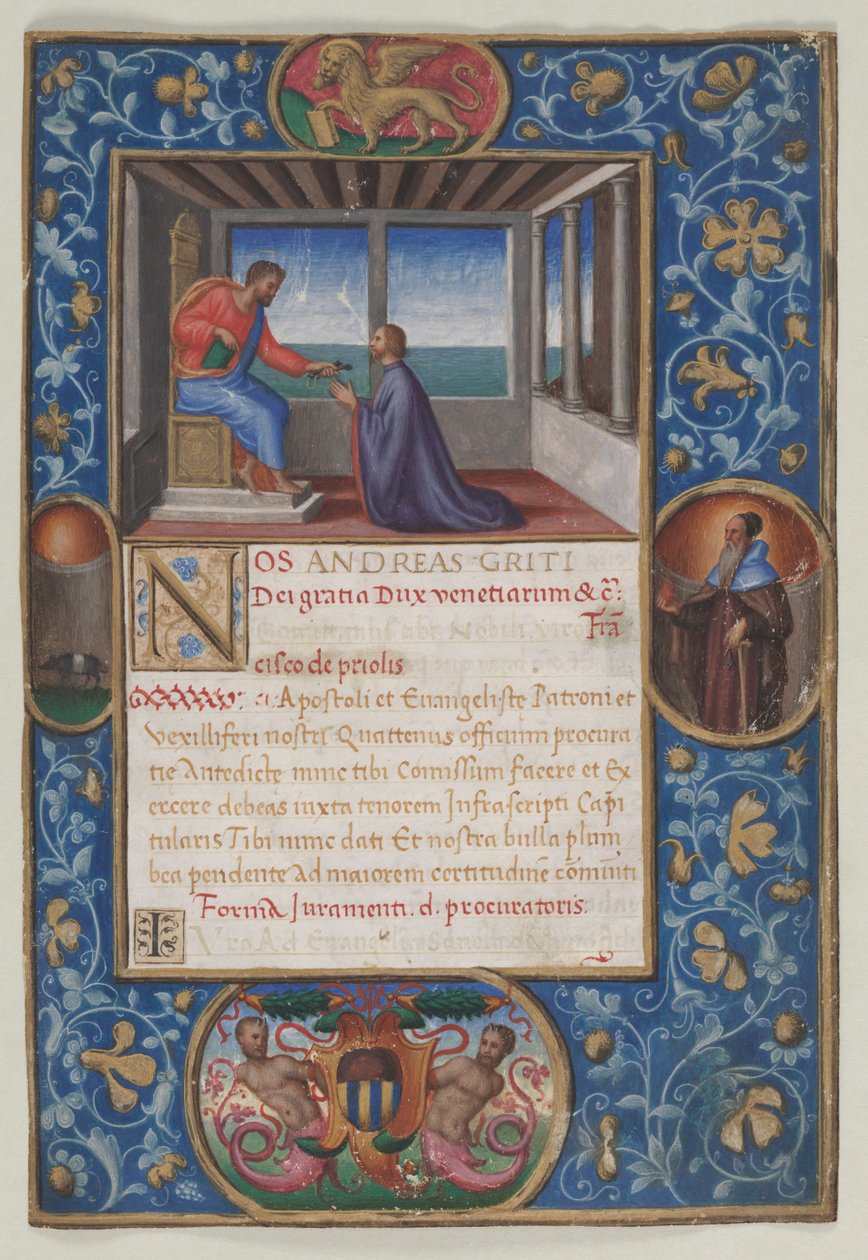 Levél egy megbízásból: Szent Márk, aki Velence kulcsait adja Francesco de Priulinak, c. 1523-1524. alkotó: Benedetto Bordone