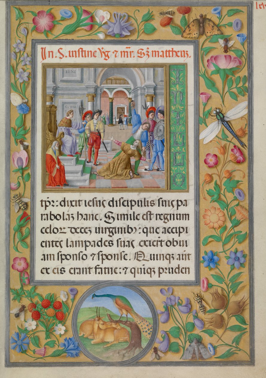 Szent Giustina mártíromsága. A Santa Giustina evangéliumából (CBL W.107, f.65r). alkotó: Benedetto Bordone