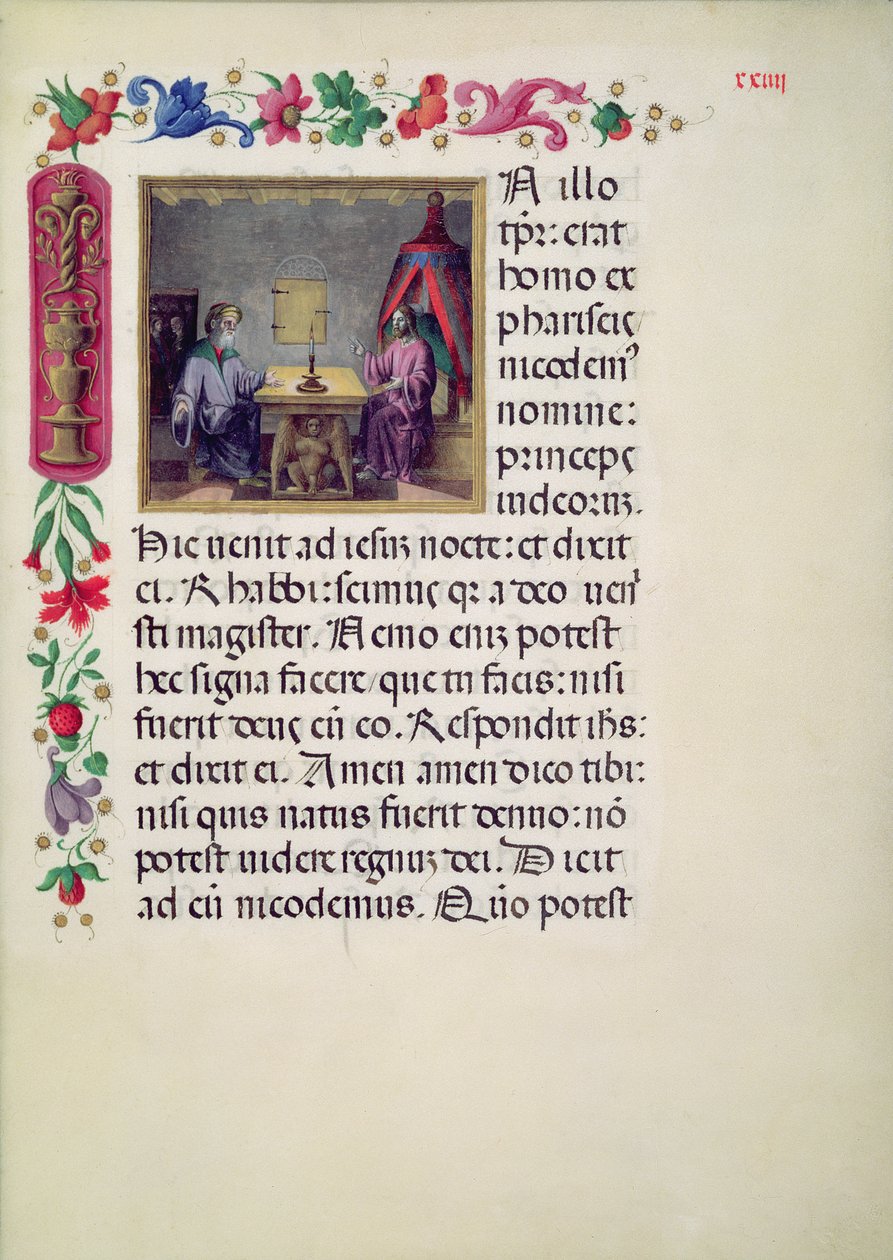 W.107 fol.24r Krisztus és Nikodémus a Santa Giustina Evangelariumból Írta: Laurentius Gazius Cremonensis, 1523-25 alkotó: Benedetto Bordone