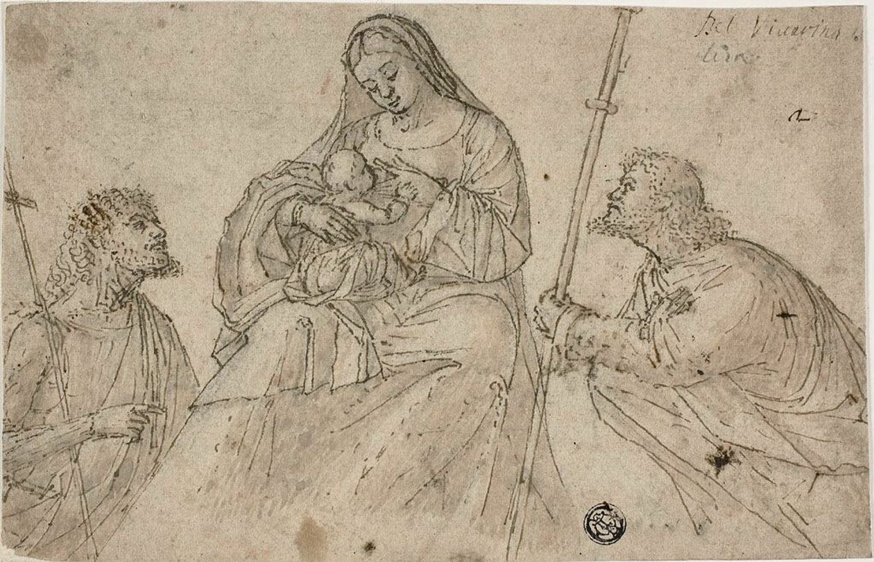 Szűzanya és gyermeke Keresztelő Szent János és Rókus szentekkel alkotó: Benedetto Carpaccio